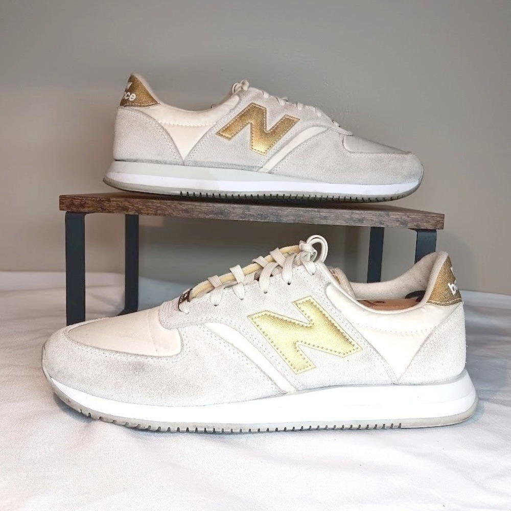 New Balance 420 Sneakers Womens 11 Cream Gold WL420DG2‎ Good Condition Retro